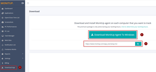 MonitUp Windows agent download page